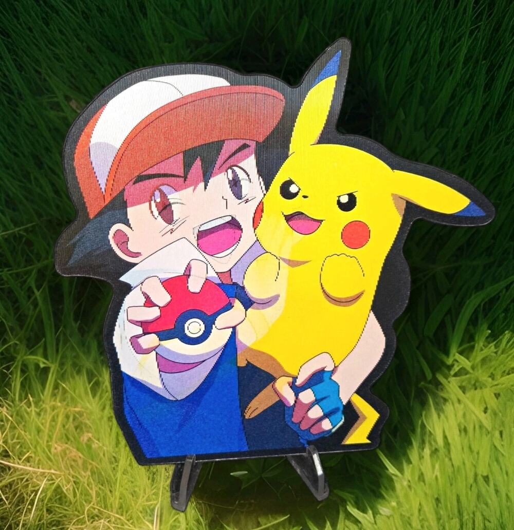 Pokemon Ash Ketchum Pikachu 3D Motion Lenticular Car Laptop Decal Sticker Peeker